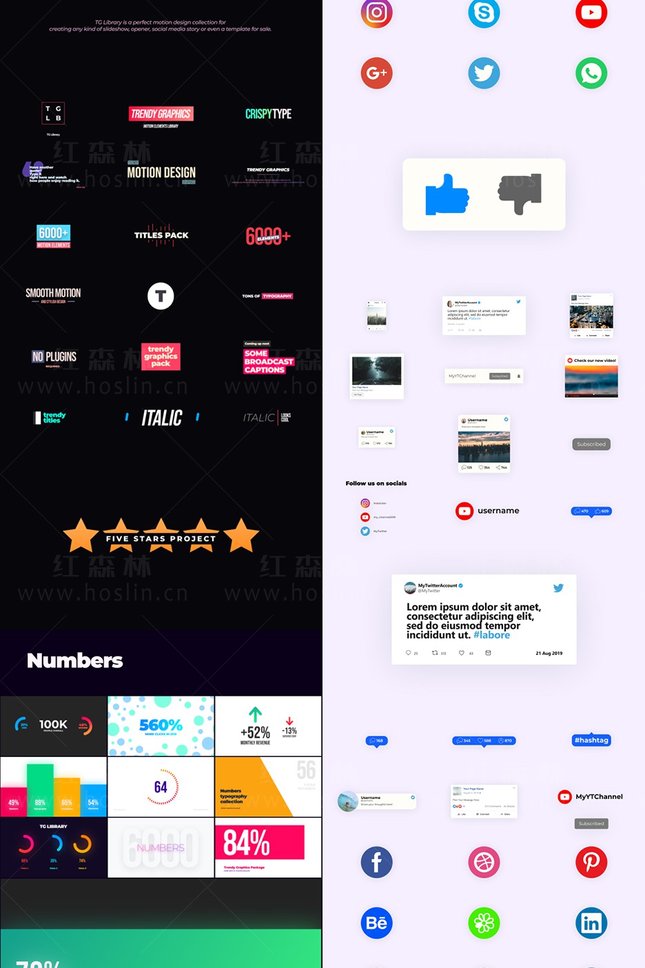 【AE/PR脚本预设】6000种社交媒体文字标题排版设计转场LOGO图标MG图形动画 Trendy Graphics V5.4插图(7)