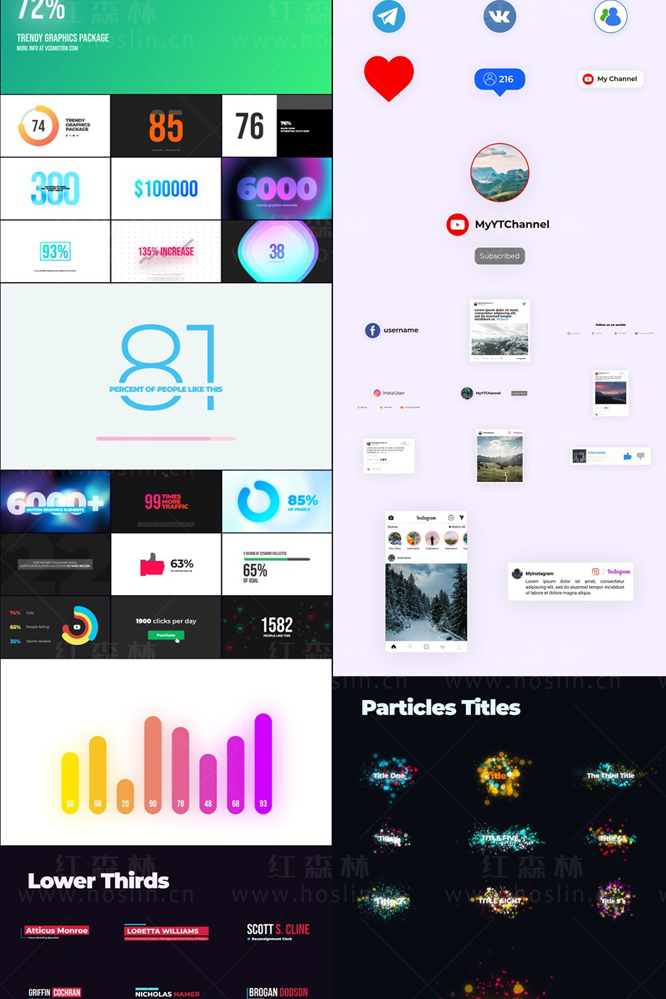【AE/PR脚本预设】6000种社交媒体文字标题排版设计转场LOGO图标MG图形动画 Trendy Graphics V5.4插图(8)