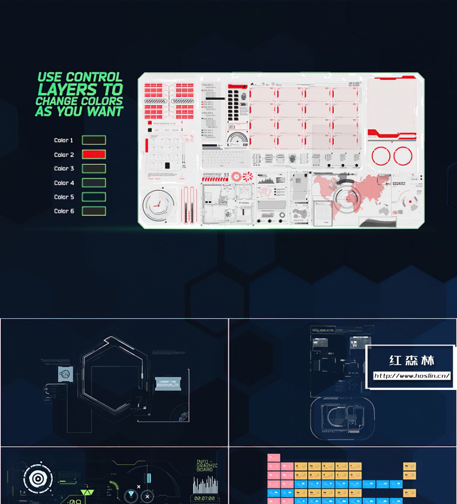 【AE模板】56种HUD未来科技感元素UI动画 HUD Pack 1插图(1)